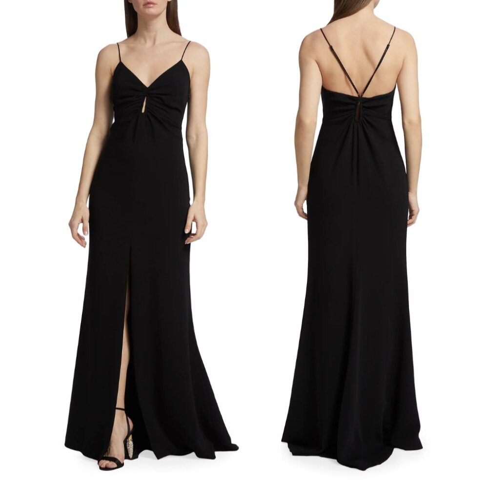 Cinq a Sept Mollie Crepe Keyhole Gown, Black, US 10